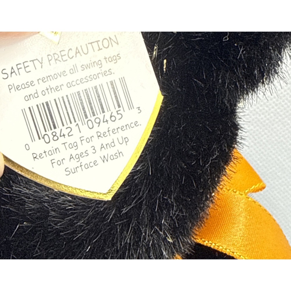 TY Beanie Buddy Haunt 14" Black & Gold Halloween Bear Retired Creased Tag 2002 - Picture 5 of 13